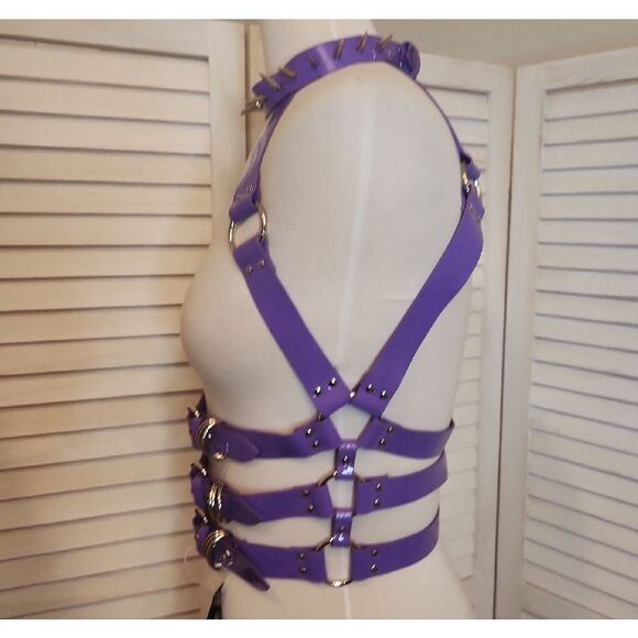 Dolls Kill Spiked Purple Harness Belt Size M NWT